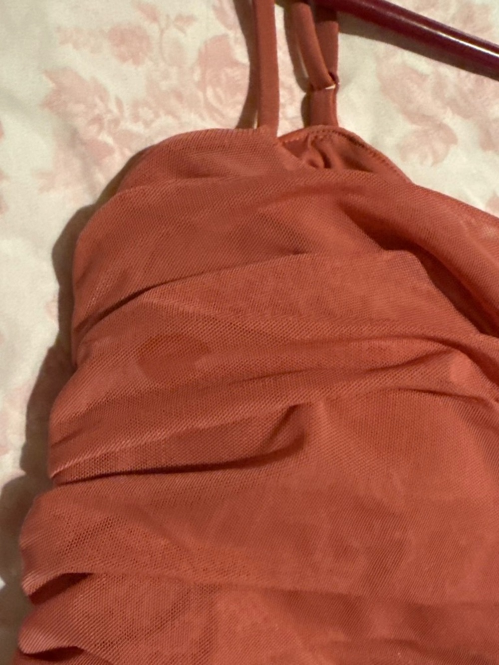 Express Rust Ruched One-Piece bodysuit - Picture 3 of 6